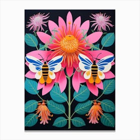 Flower Motif Painting Bee Balm 2 Canvas Print