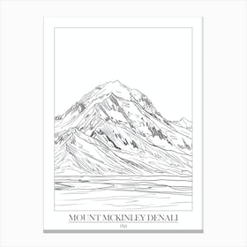 Mount Mckinley Denali Usa Line Drawing 8 Poster Canvas Print