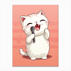 Kawaii Cat Drawings Singing 2 Canvas Print