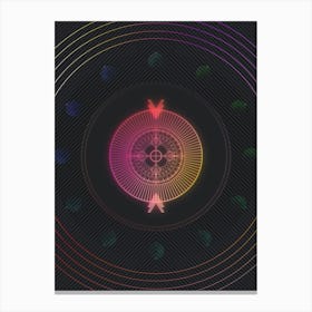 Neon Geometric Glyph in Pink and Yellow Circle Array on Black n.0037 Canvas Print