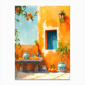 Oranges And Pots Mediterranean Canvas Print