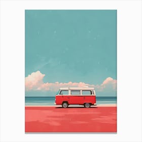 Travel Bus On The Beach 3 Canvas Print