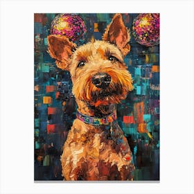 Terrier With Disco Ball 3 Canvas Print