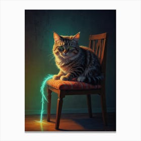 Cat Sitting On A Chair Canvas Print