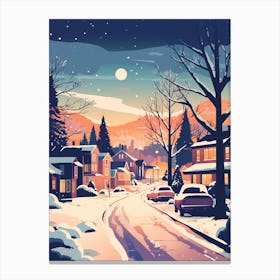Winter Travel Night Illustration Boulder Colorado 2 Canvas Print