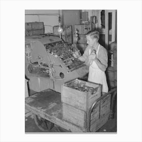 Washing Bottles At Creamery, San Angelo, Texas By Russell Lee Canvas Print