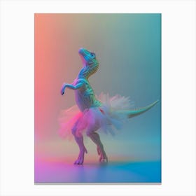 Toy Pastel Dinosaur Dancing In A Tutu 1 Canvas Print
