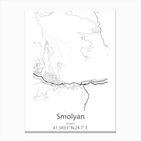 Smolyan,Bulgaria Minimalist Map Canvas Print