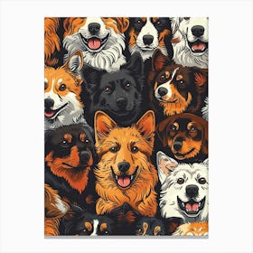 Perfectly Repeatable Artwork With Cute Dog Faces 21 Canvas Print