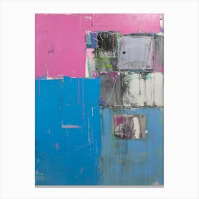 Abstract Painting, Pink, Blue And White Canvas Print