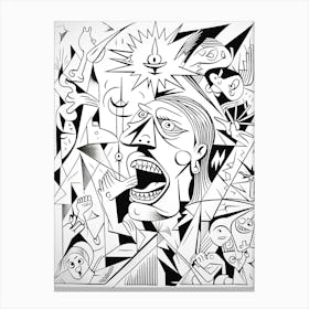 Line Art Inspired By Guernica 1 Canvas Print