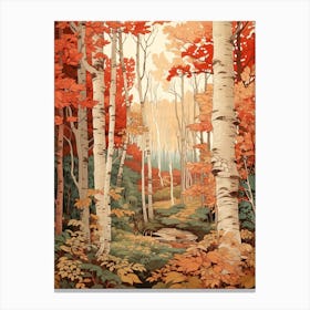 Birch 4 Vintage Autumn Tree Print  Canvas Print