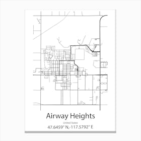 Airway Heights,United States Minimalist Map Canvas Print