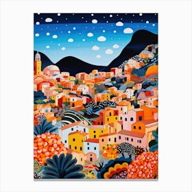 Taormina, Italy, Illustration In The Style Of Pop Art 3 Canvas Print