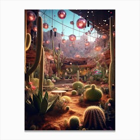 Cacti Room With Disco Balls 0 Canvas Print