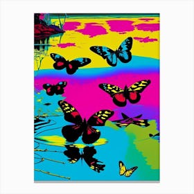 Butterflies On Lake Andy Warhol Inspired 1 Canvas Print