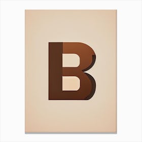 B  Letter, Alphabet Retro Minimal 2 Canvas Print