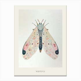 Colourful Insect Illustration Whitefly 19 Poster Canvas Print