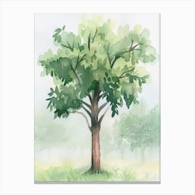 Teak Tree Atmospheric Watercolour Painting 3 Canvas Print