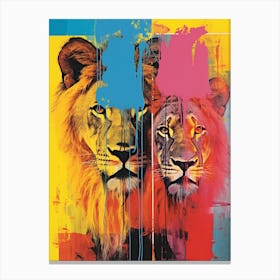 Lion Screen Print Inspired 3 Canvas Print