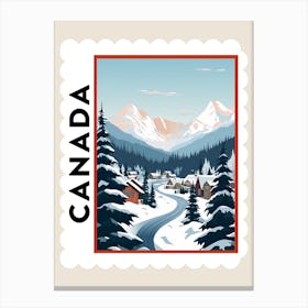 Retro Winter Stamp Poster Banff Canada 3 Canvas Print