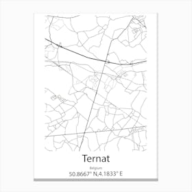 Ternat,Belgium Minimalist Map Canvas Print