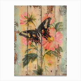 Roses And Butterflies 1 Canvas Print