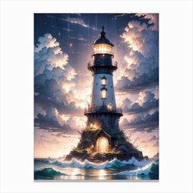 A Lighthouse In The Middle Of The Ocean 5 Canvas Print