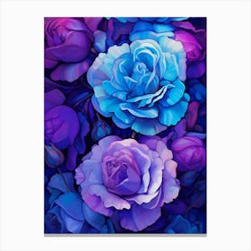 Blue And Purple Roses Canvas Print