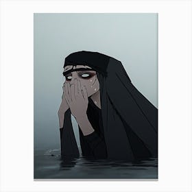 Sad Woman In The Water Canvas Print