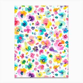 Tropical Flowers Multicolored Canvas Print