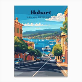 Hobart Australia Streetview Digital Travel Illustration Canvas Print