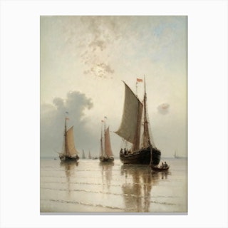 Boats In The Water Painting Canvas Print