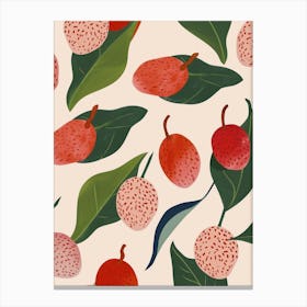 Lychee Fruit Pattern Illustration 2 Canvas Print