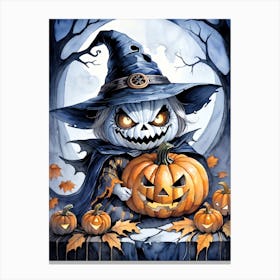 Cute Jack O Lantern Halloween Painting (24) Canvas Print