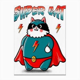 Super Cat Funny Illustration Canvas Print