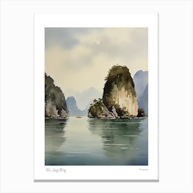Ha Long Bay, Vietnam 1 Watercolour Travel Poster Canvas Print
