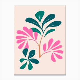 Pink And Green Leaves Canvas Print