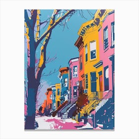 Prospect Heights New York Colourful Silkscreen Illustration 4 Canvas Print