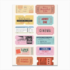 Vintage Movie Tickets Canvas Print