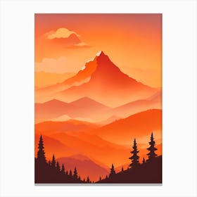 Misty Mountains Vertical Composition In Orange Tone 88 Canvas Print