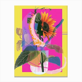 Sunflower 1 Neon Flower Collage Canvas Print