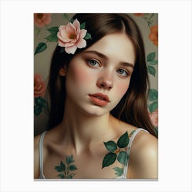 Roses On A Girl Canvas Print