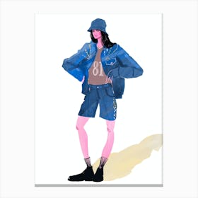 Blue Denim Girl Canvas Print