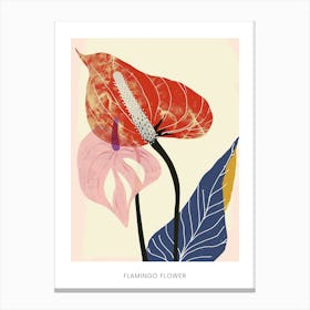 Colourful Flower Illustration Poster Flamingo Flower 1 Canvas Print