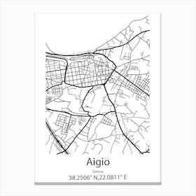 Aigio,Greece Minimalist Map Canvas Print