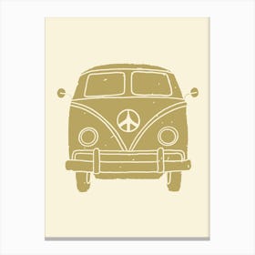 Peace Sign Green Camper Print Canvas Print