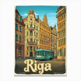 Aihrgdesign A Vintage Travel Poster Of Riga 5 Canvas Print