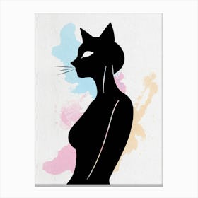 Silhouette of a Cat Woman Canvas Print