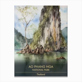 Ao Phang Nga National Park Thailand Watercolour 4 Canvas Print